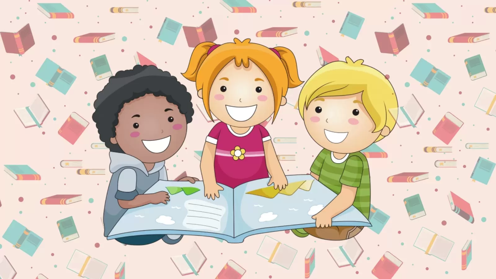 ilustrasi gambar anak-anak sedang membaca