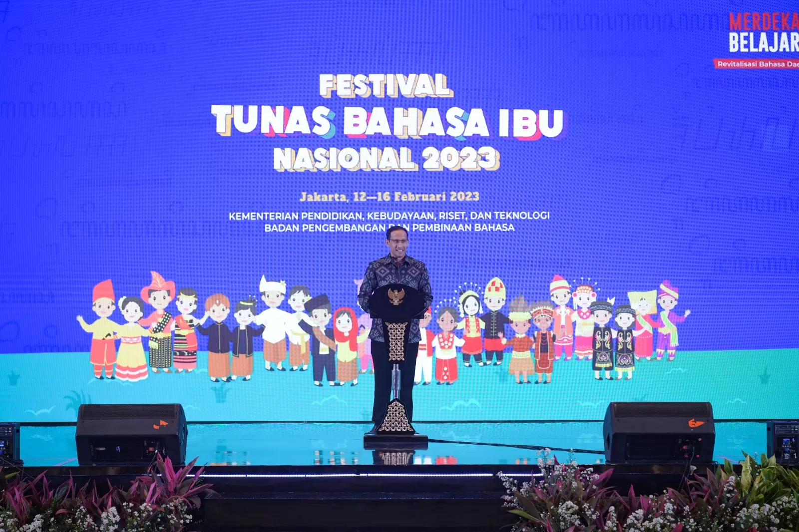 Mendikbudristek dalam pembukaan FTBIN 2023 di Jakarta, Senin (15/02)